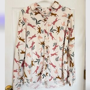 Marine Layer Sahara Cheetah Leopard LS Shirt Size S